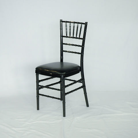 Black resin banquet chair with cushion