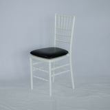 White resin banquet chair with cushion