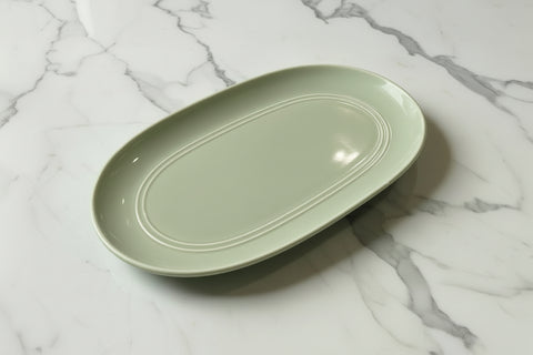 Fable Platter- Large Curved Rectangular China 36cm Sage