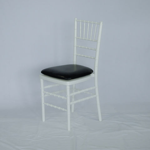 White resin banquet chair with cushion