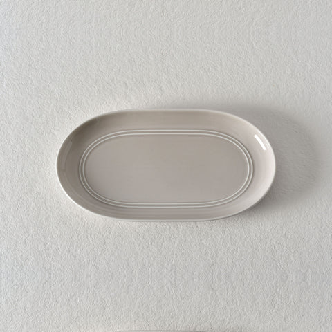 Platter- Large Curved Rectangular China 36cm Taupe